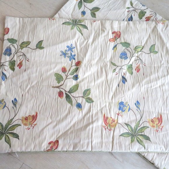 Pair 2 Custom Made Pillow Covers Textured Floral Embroidery Tan Reversable 16x22 - Picture 4 of 8